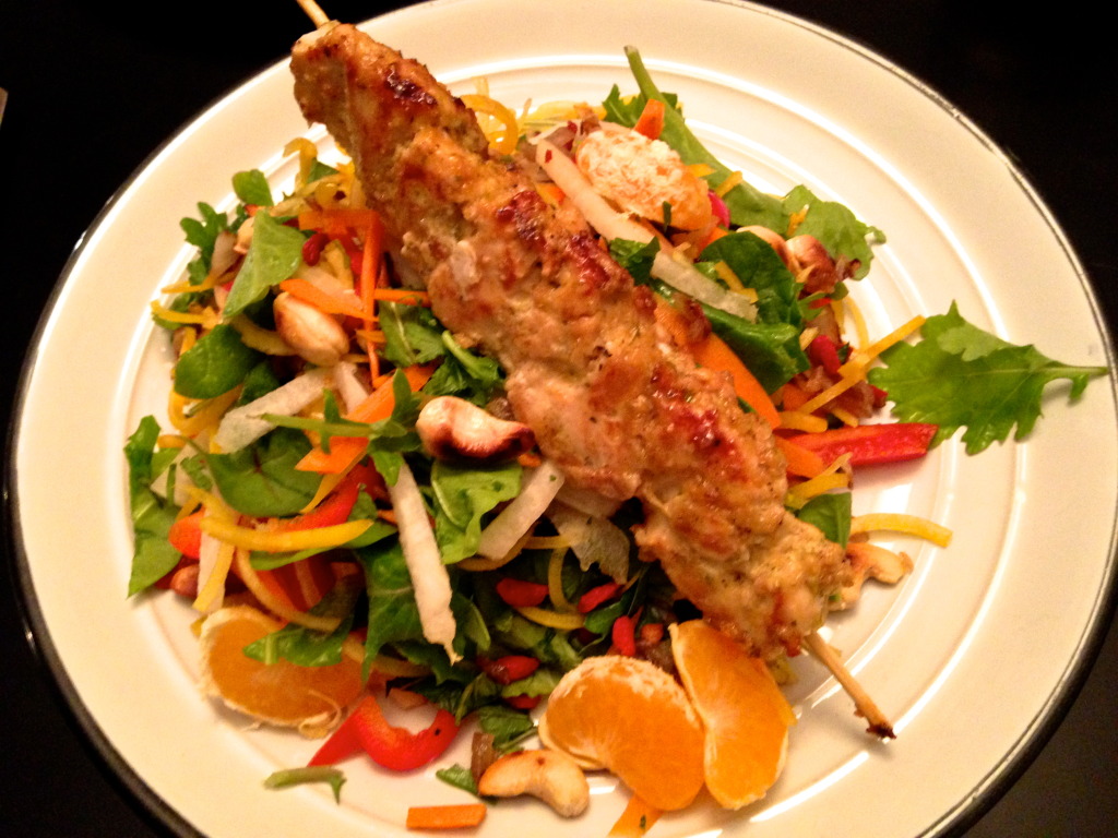 Asian Salad with Chicken Satay & Peanut Lime Dressing