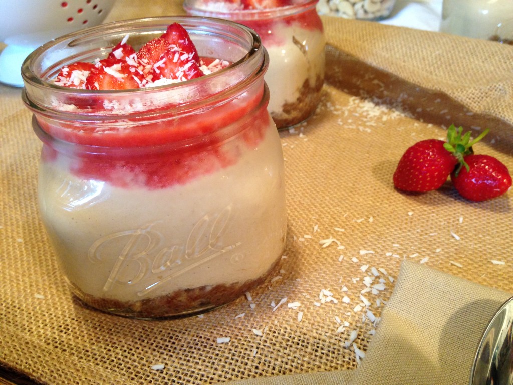 Strawberry "Cheesecake" Jars (Raw-Vegan)