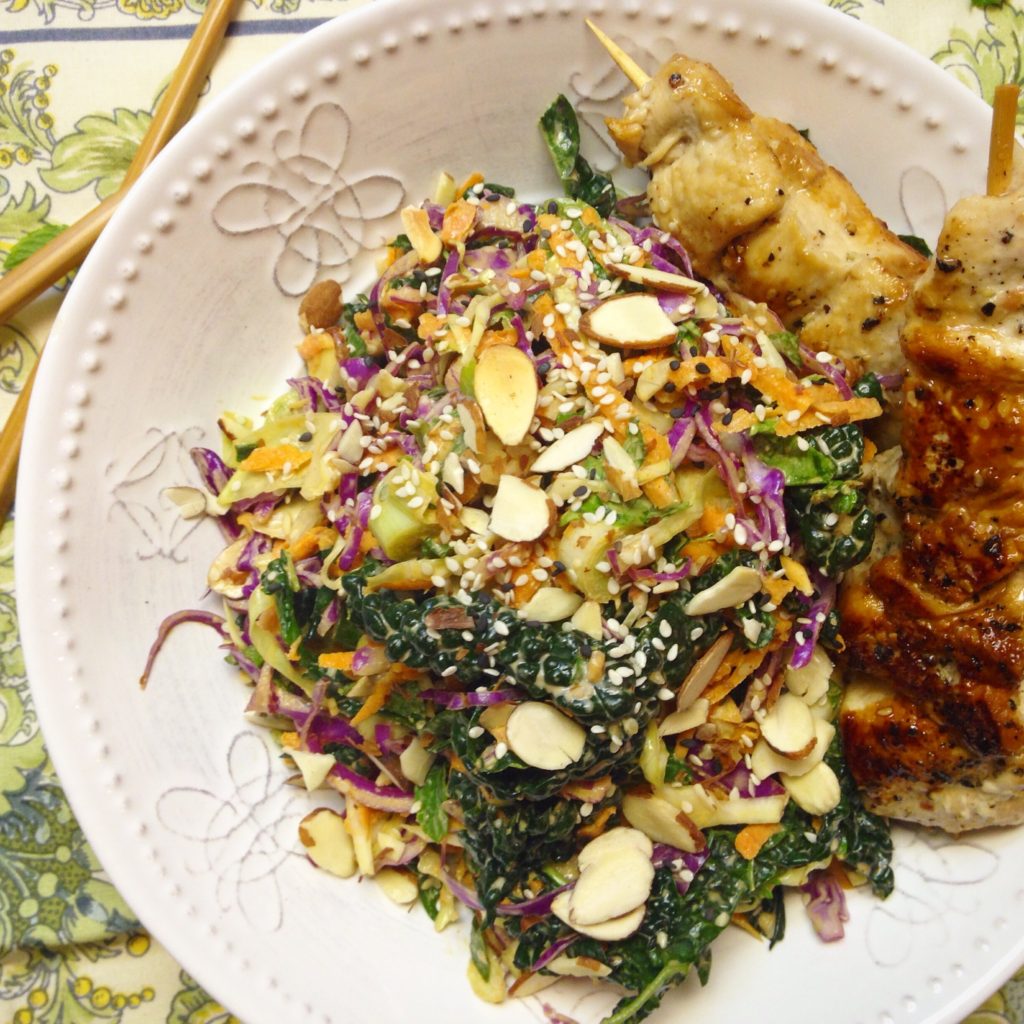 Asian Cabbage Salad with Chicken Satay
