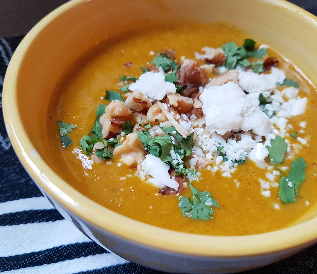 Autumn Soup with Coconut & Walnut Crumble