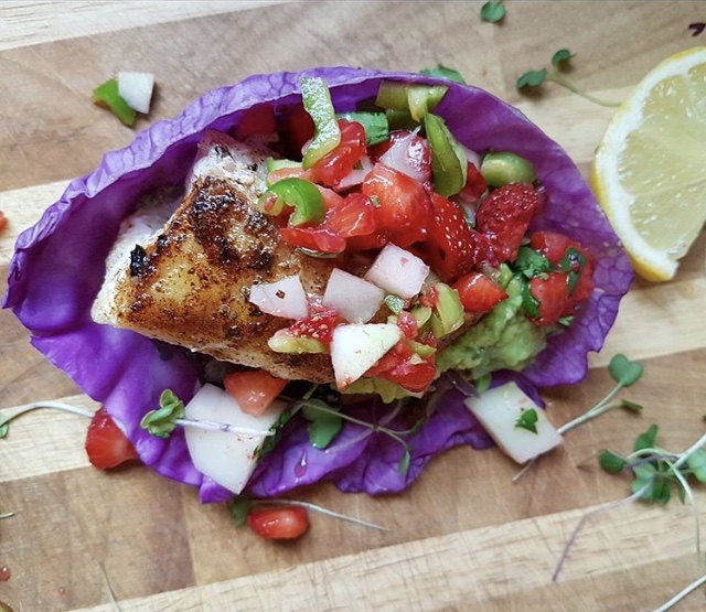 Blackened Fish Tacos with Strawberry Salsa